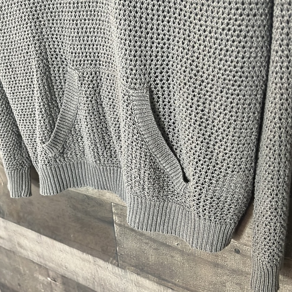 Cute Gray Knit Hooded V-Neck Sweater - Picture 3 of 7